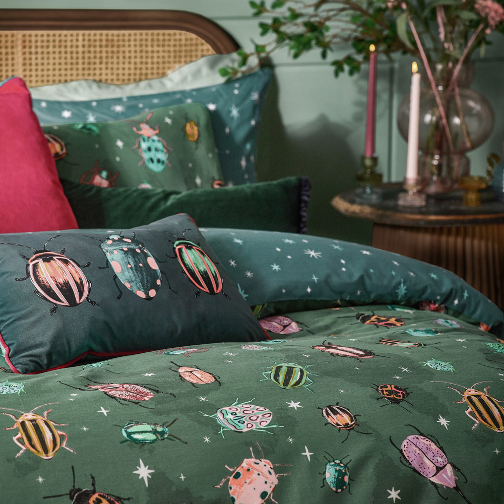 furn. Beetalis King Size Insect Multicolour Duvet Set Image 2