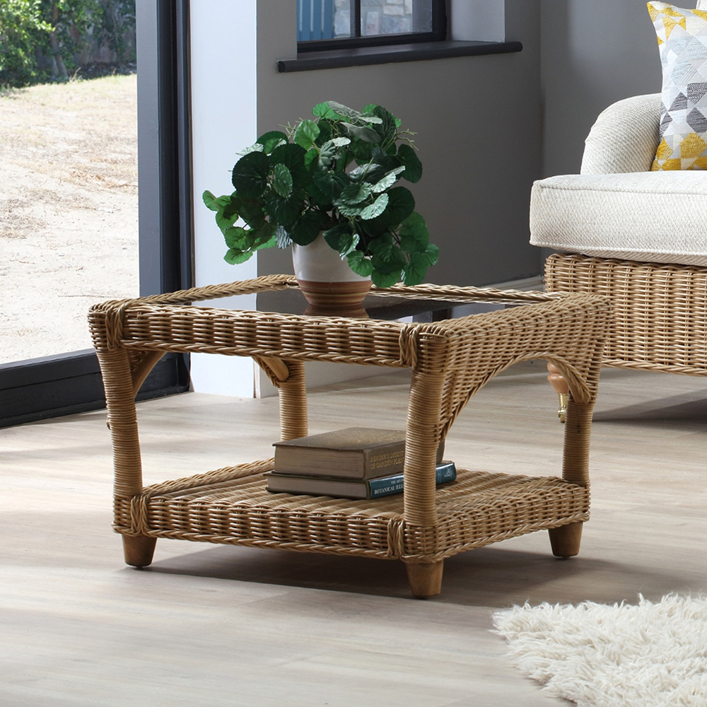 Desser Furniture Seville Light Oak Natural Rattan Coffee Table Image 3