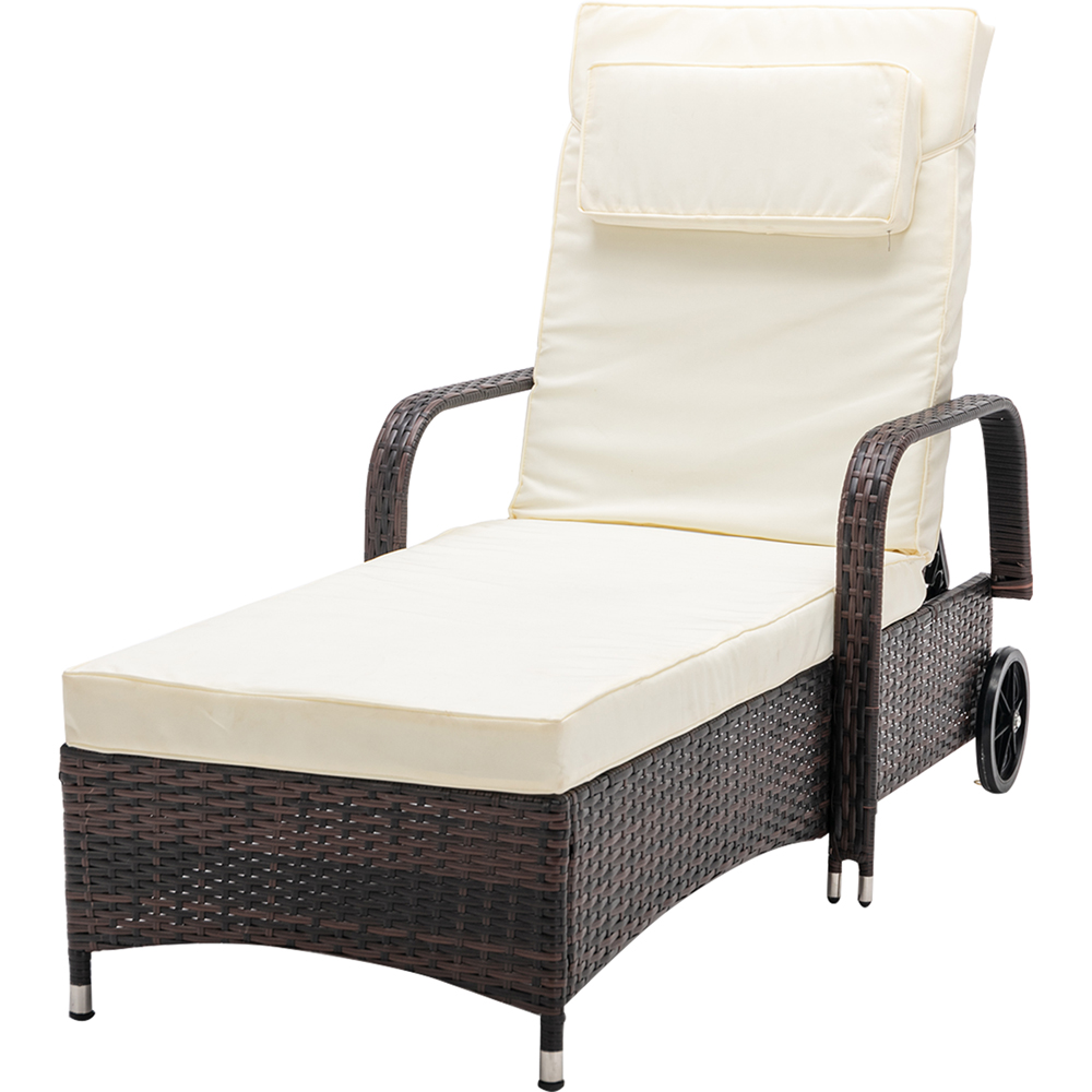 Venice Set of 2 Brown Sun Loungers with Table Image 4