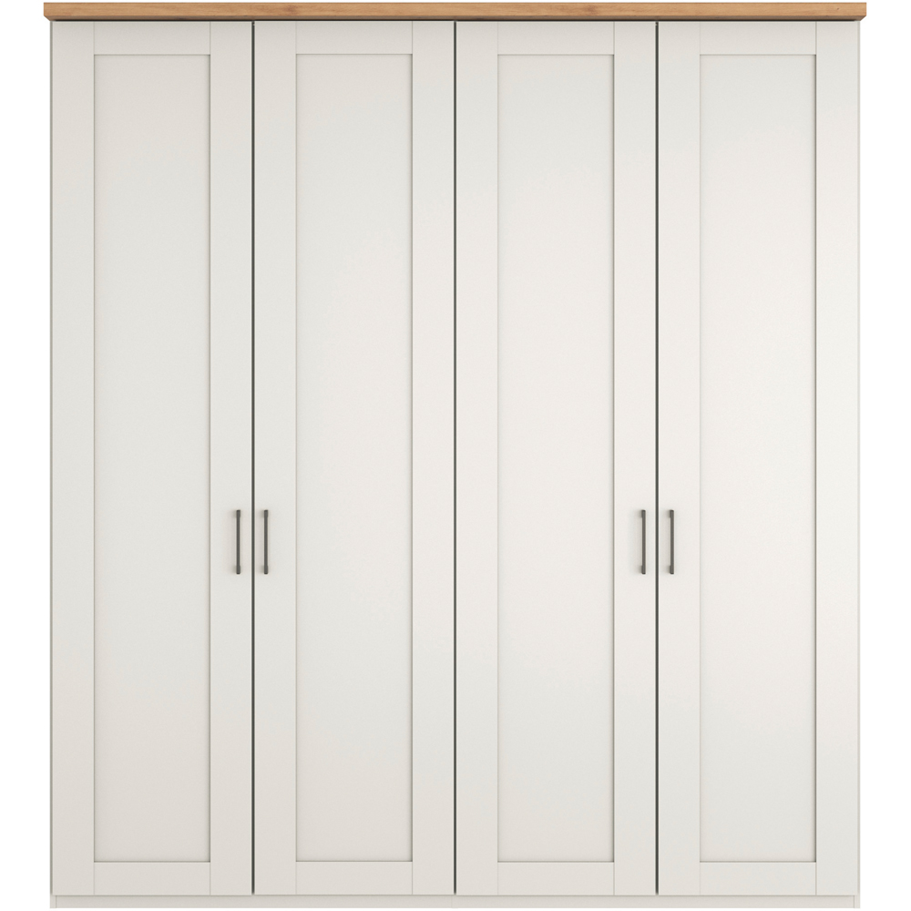 Homebase Truro Boak and White 4 Door Hinged Wardrobe with Slate Handles Image 3