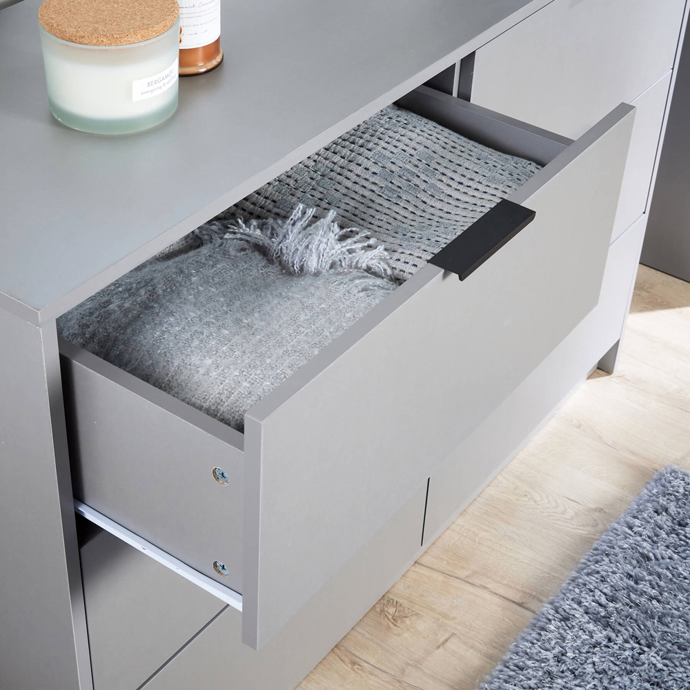 Home Source Phoenix 6 Drawer Grey Wide Chest of Drawers Image 4