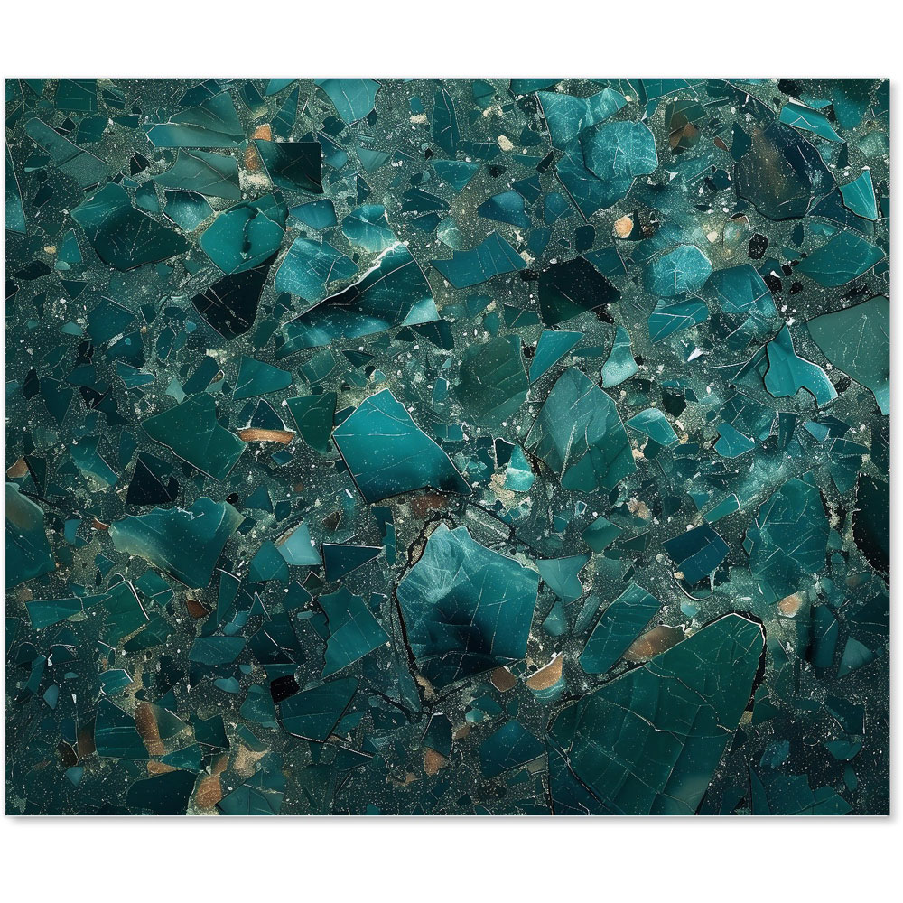 Warren Reed Designer Teal Quartz Effect Glass Kitchen Splashback 75 x 90cm Image 2