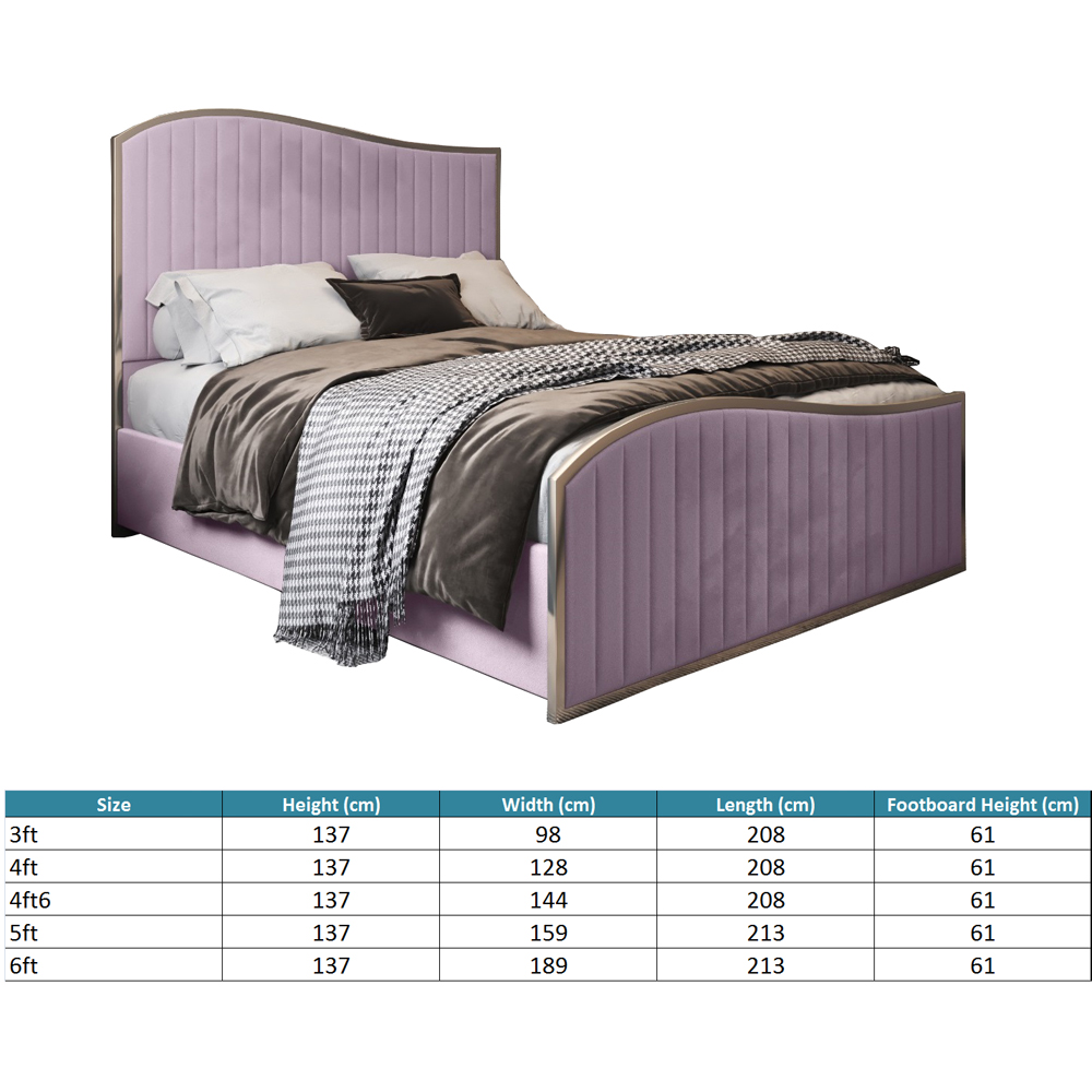 Brixton Pink King Size Velvet Upholstered Metal Bed Frame with Wave Headboard Image 7
