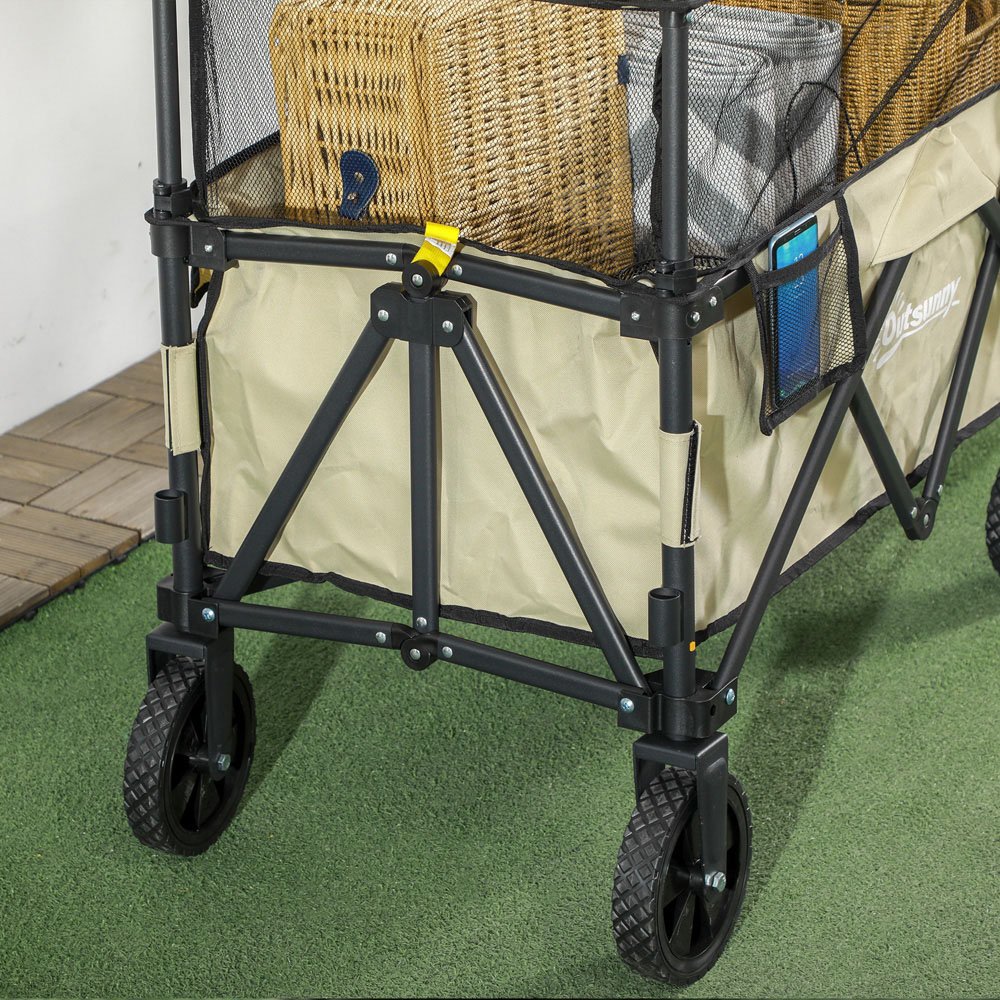 Outsunny Khaki Folding Garden Trolley 180L Image 3