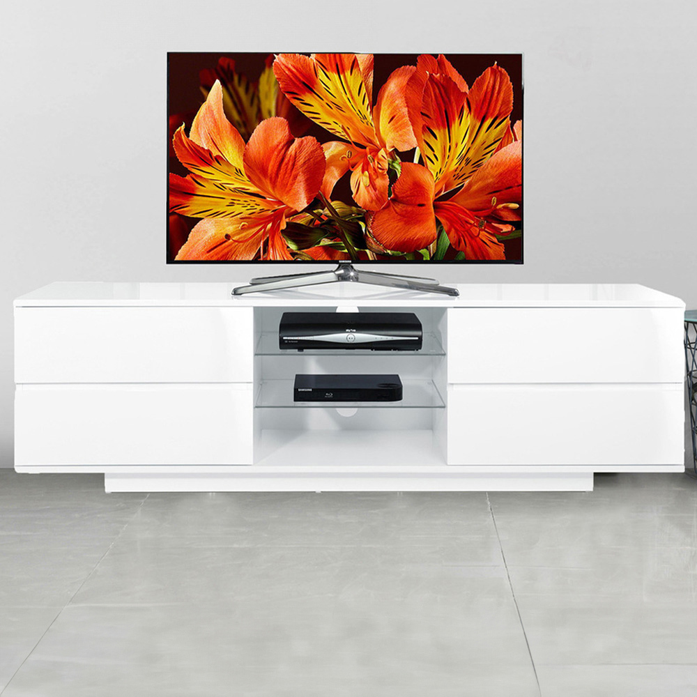 Centurion Supports Avitus 4 Drawer 3 Shelf Premium High Gloss White TV Unit Image 1