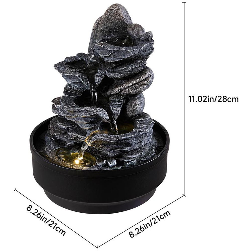 Living and Home Tiered Rockery Tabletop LED Water Fountain Image 8