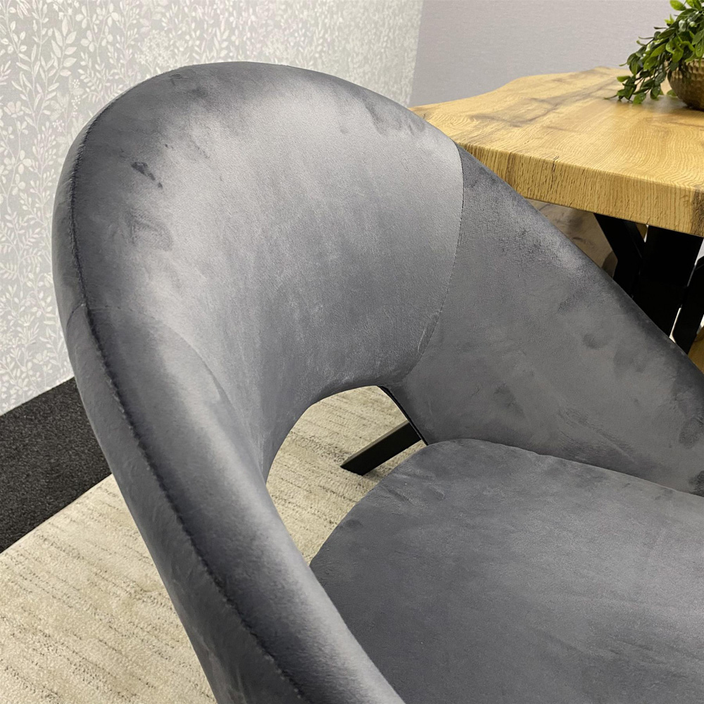 Kosy Koala 6 Seater Velvet Wooden Rectangle Dining Set with Bench Grey Image 4