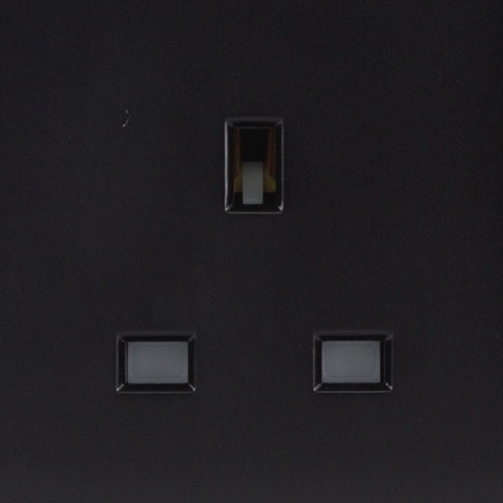 Trendi Switch 1 Gang 13amp Matt Black Switched Plug Socket Image 2