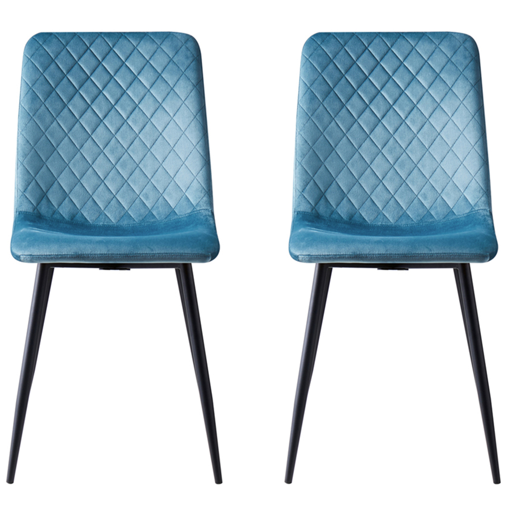 Lexi Set of 4 Light Blue Velvet Fabric Dining Chairs Image 3