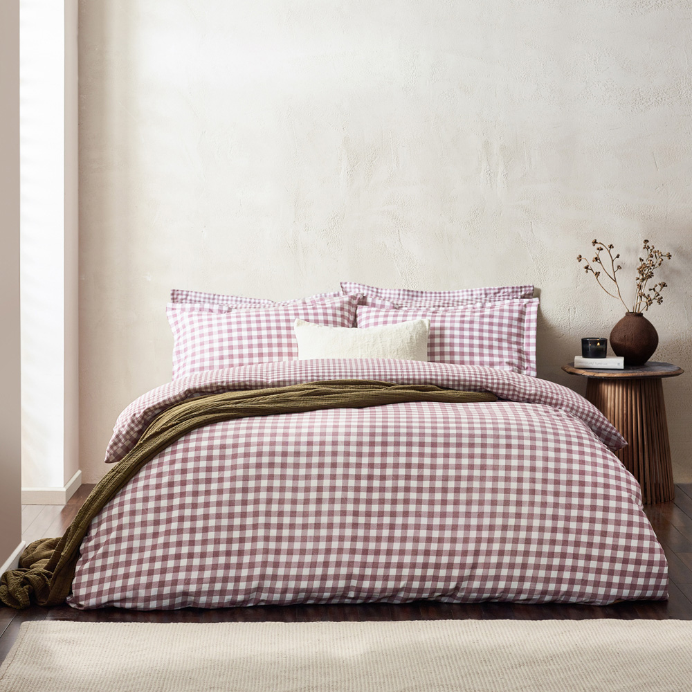 Yard Barton Double Berry Check Printed 144 Thread Count Duvet Cover and Pillowcase Set Image 4