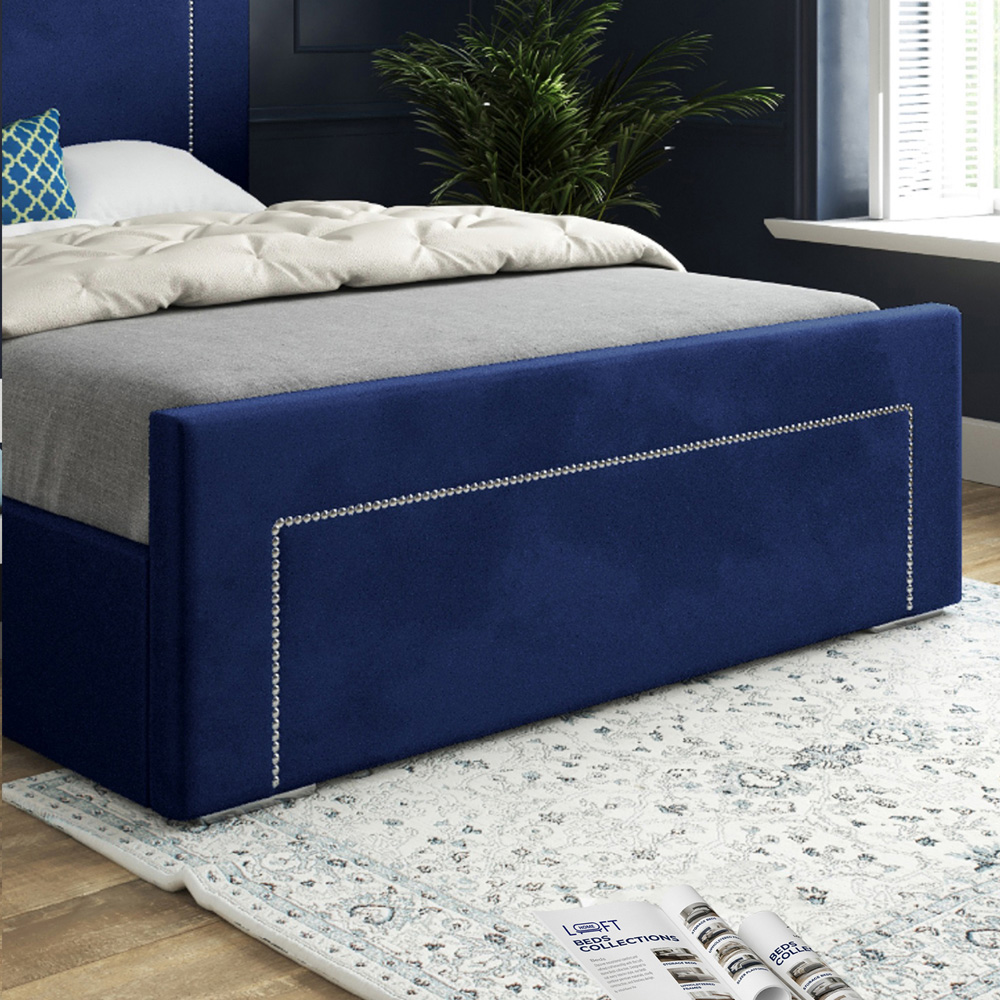Lucca Blue King Size Velvet Upholstered Bed Frame with High Headboard Image 4