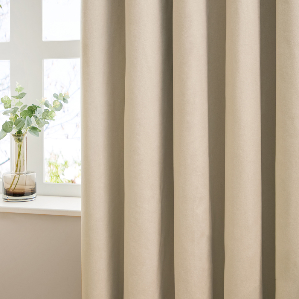 Furn The Ultimate Natural Velvet Fully Lined Pencil Pleat Curtains 168 x 137cm Image 2