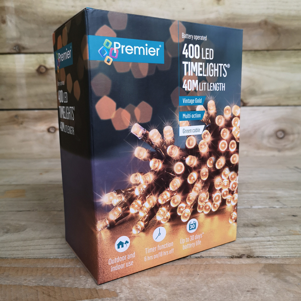 Premier TimeLights 400 Vintage Gold LED Multi-Function Christmas String Light 40m Image 6