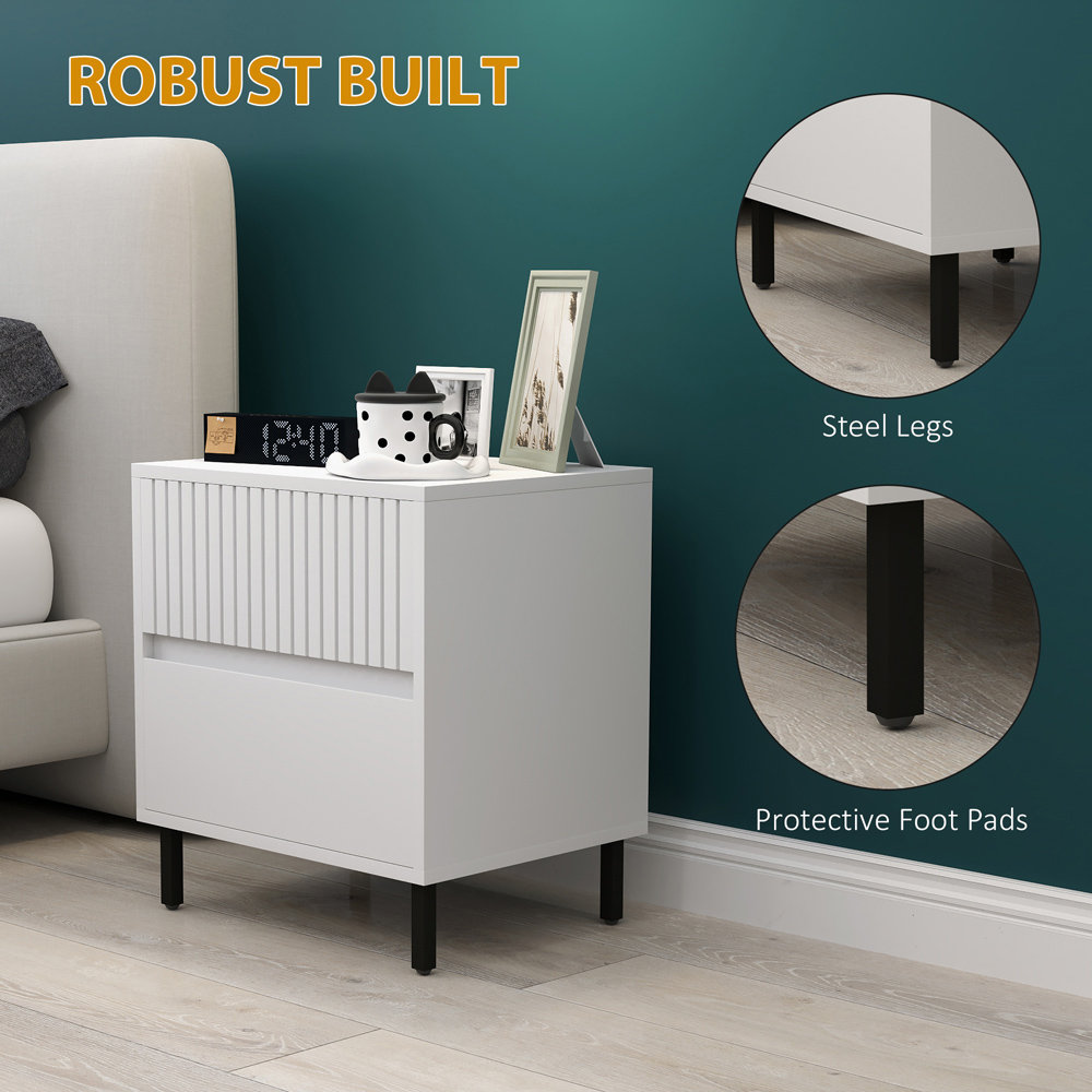 Portland 2 Drawer White Bedside Table Image 6