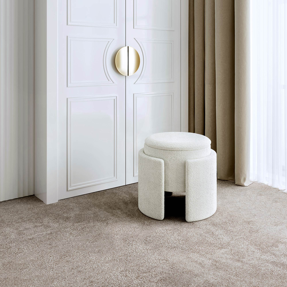 CARME Home Mabel Ivory Bouclé Storage Stool Image 5