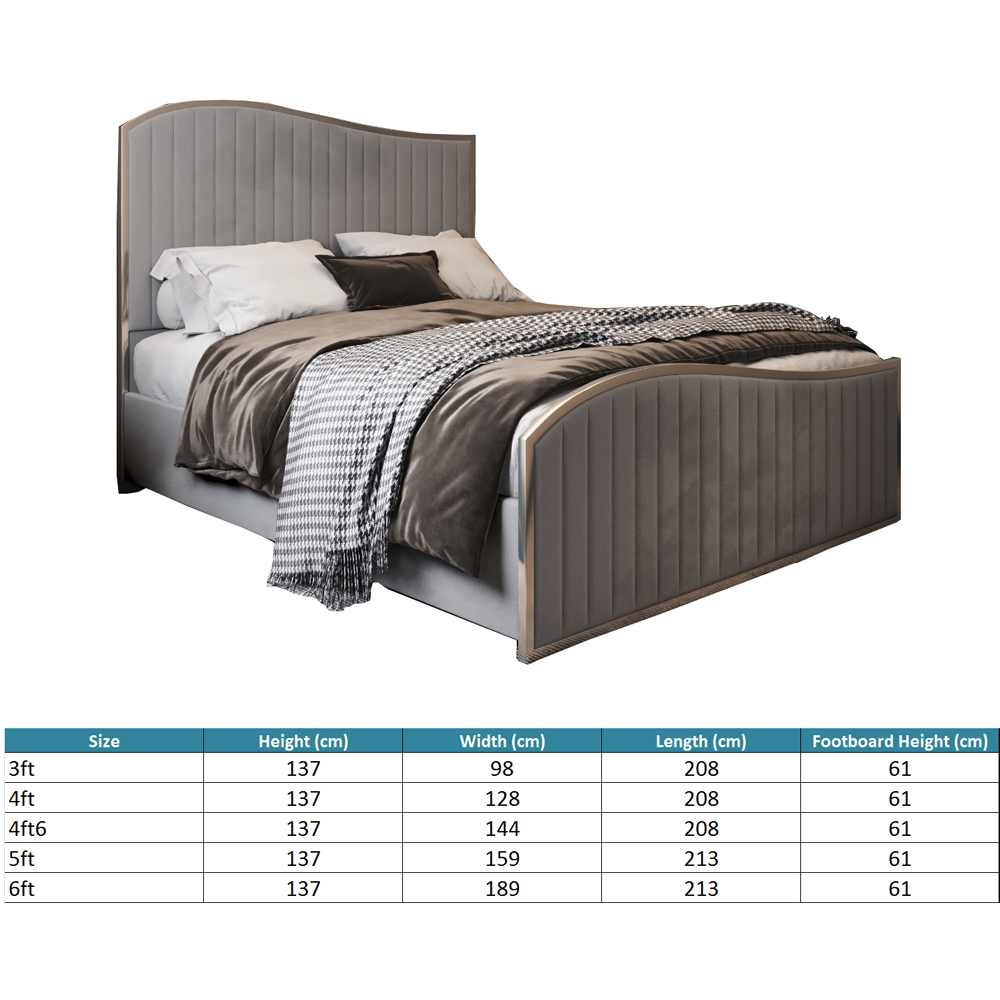 Brixton Single Velvet Upholstered Metal Bed Frame with Wave Headboard Image 7