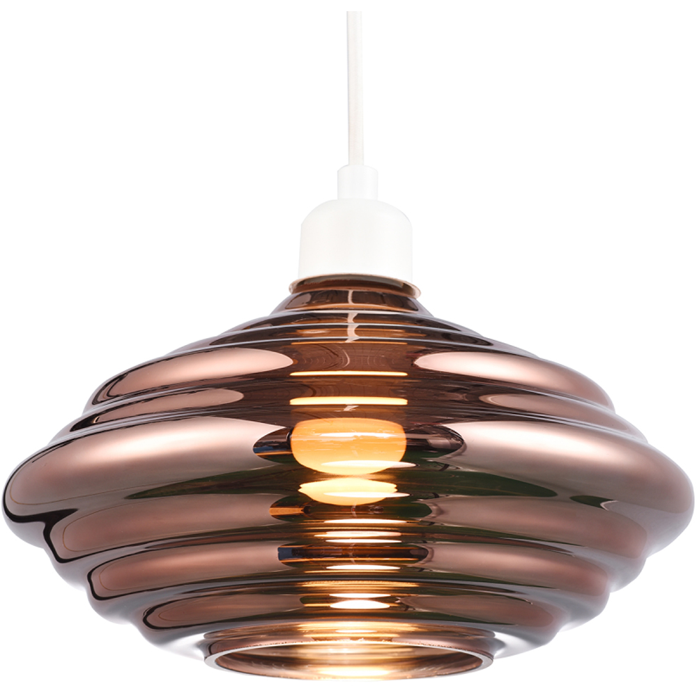 Happy Homewares Copper Plated Ribbed Honeycomb Glass Pendant Light Shade Image 5