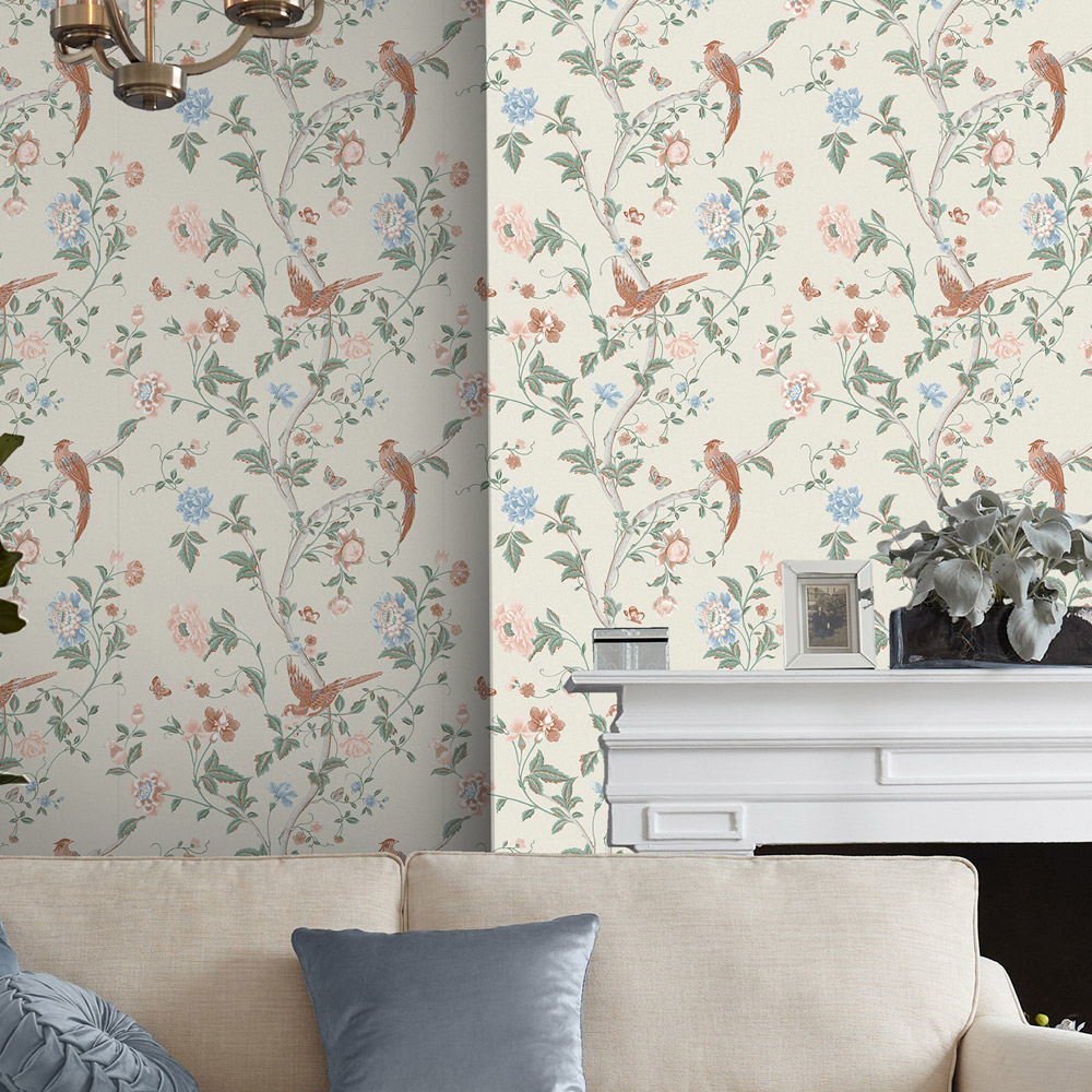 Laura Ashley Summer Palace Sage and Apricot Wallpaper Image 3