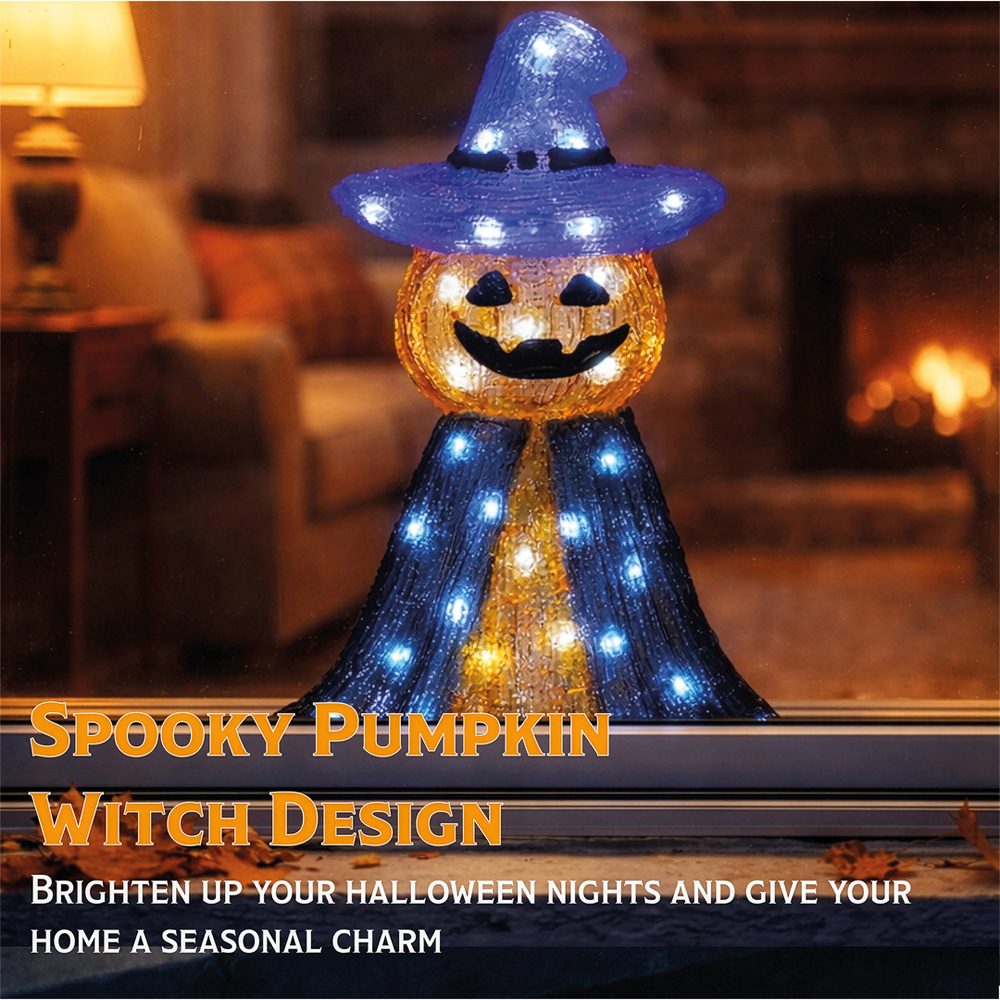 FXLab 50 White LED Pumpkin and Ghost Halloween Decoration 24 x 12 x 36cm Image 3