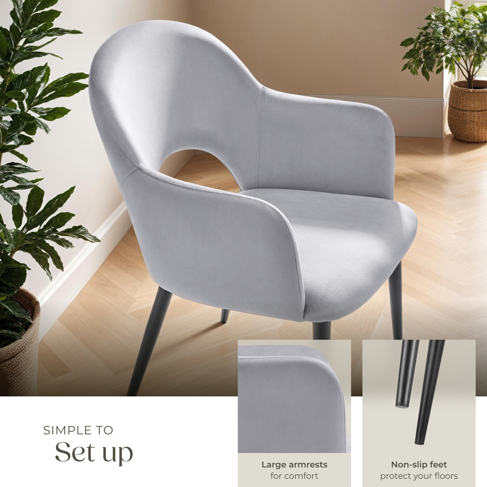 tectake Sasha Set of 4 Light Grey Dining Chair Image 7