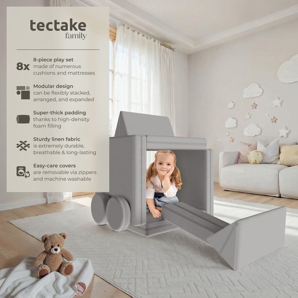 tectake Lilly Grey 8 Piece Thick Padding Kids Sofa Image 3