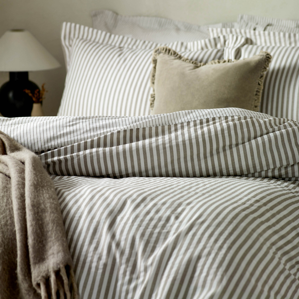 Yard Hebden Double Melange Stripe Cotton Mole Duvet Set Image 2