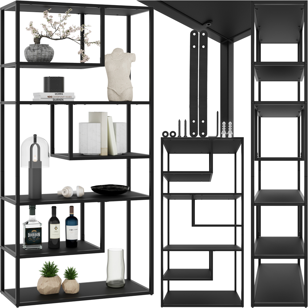Tectake Venda 6 Shelf Black Display Unit Image 2