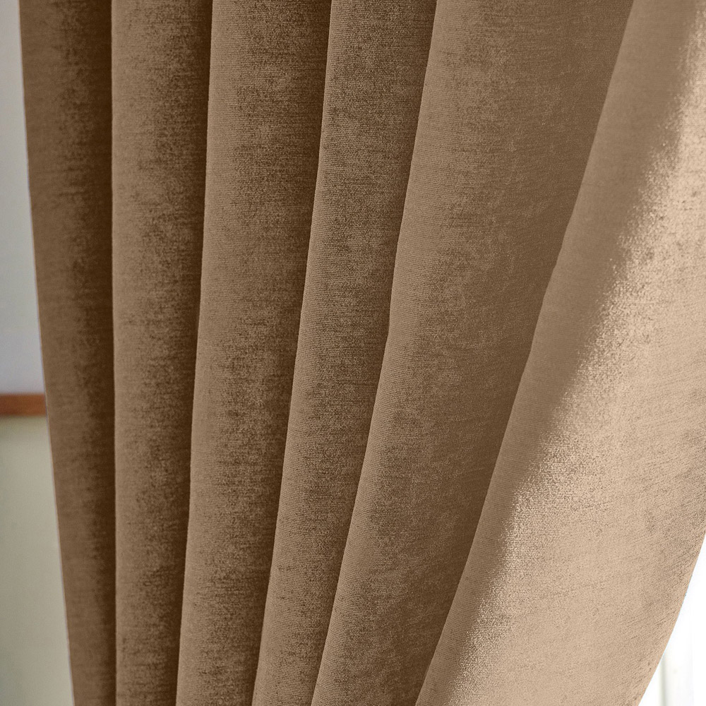 Alan Symonds Beige Chenille Blackout Ring Top Eyelet Curtains 117 x 229cm Image 3
