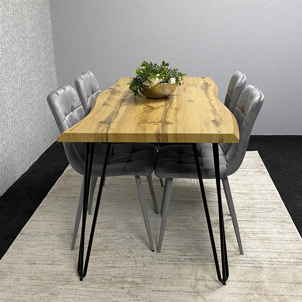 Kosy Koala 4 Seater Velvet Wooden Dining Set Grey Image 5