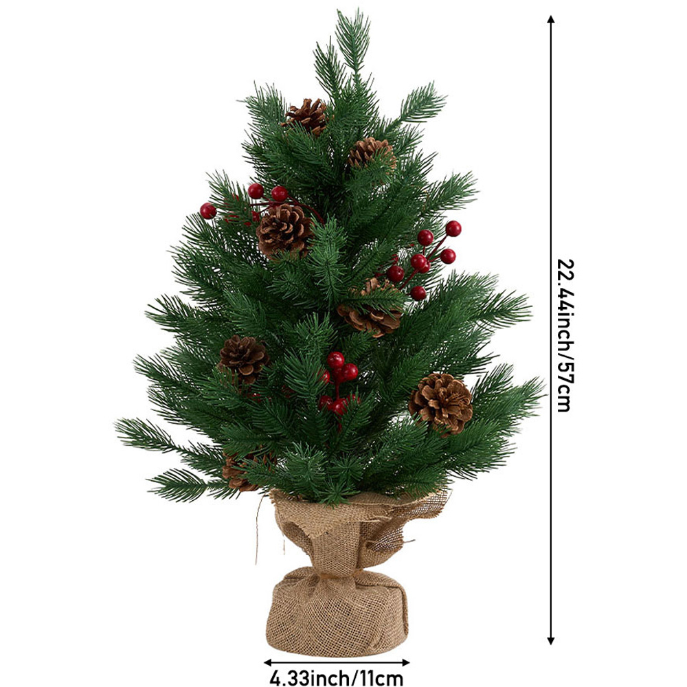 Living and Home Red Berries and Pinecones LED Mini Artificial Christmas Tree with 1.8ft Image 8