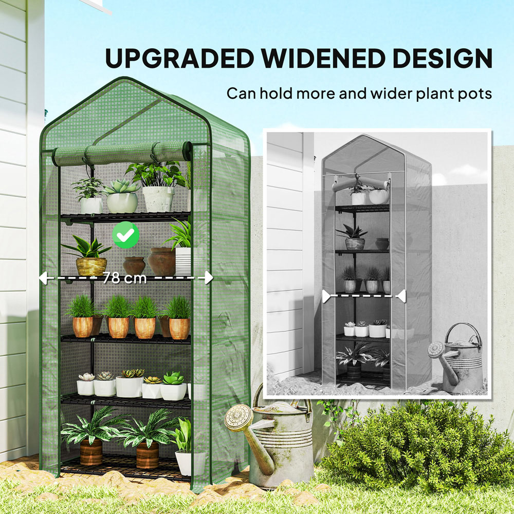 Outsunny Green PE 3 x 1.6ft 5-Tier Widened Greenhouse Image 3