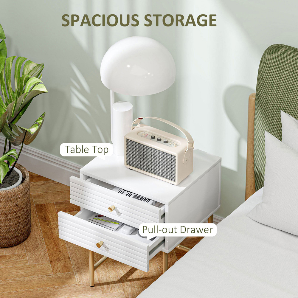 Portland 2 Drawer White Bedside Table Set of 3 Image 6