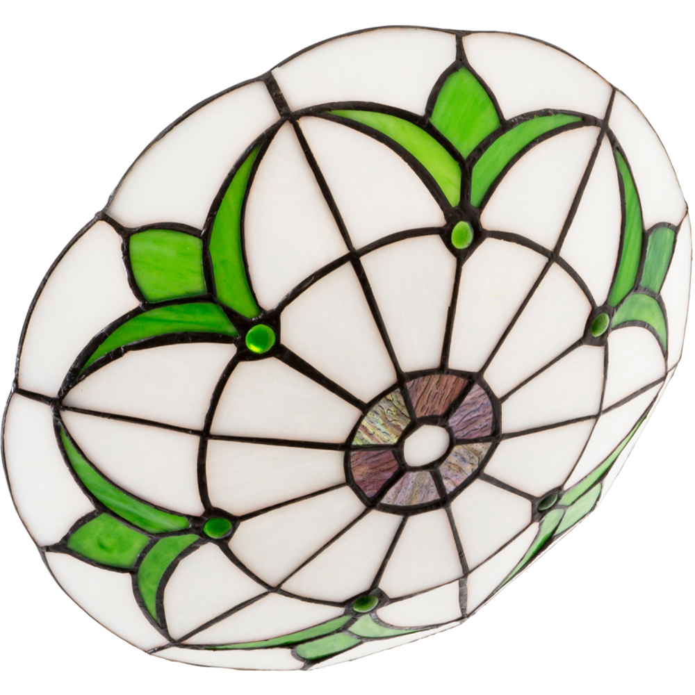 Happy Homewares Tiffany Stained Glass Pendant Shade with Emerald Green Leaves Image 4