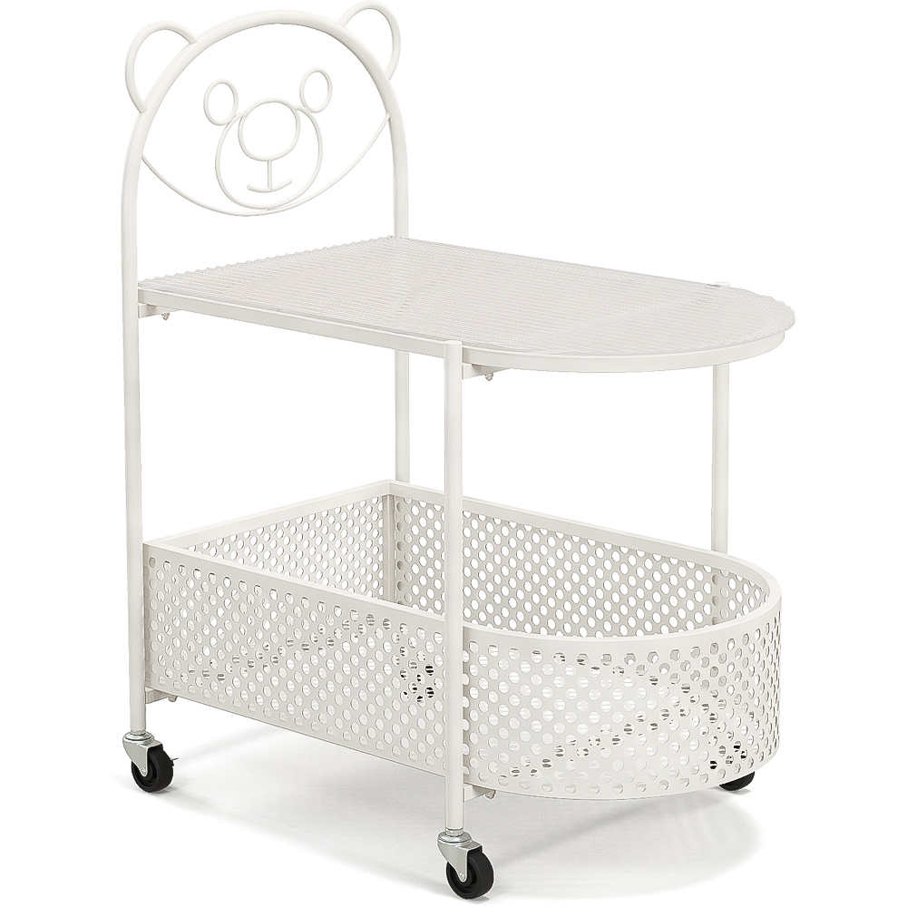 Costway Single Shelf White Bear Pattern Glass Coffee Table Image 2