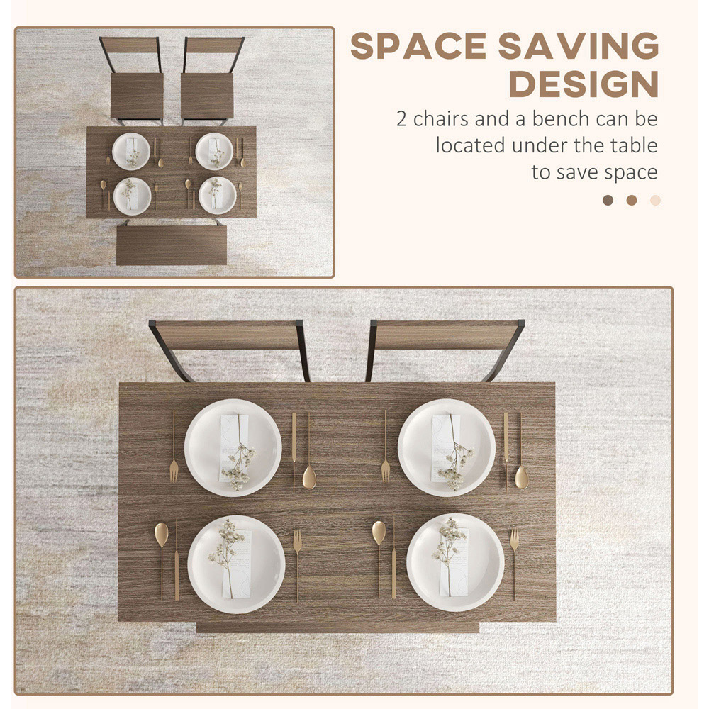 Portland 4 Seater Dining Set with Bench Grey Image 7