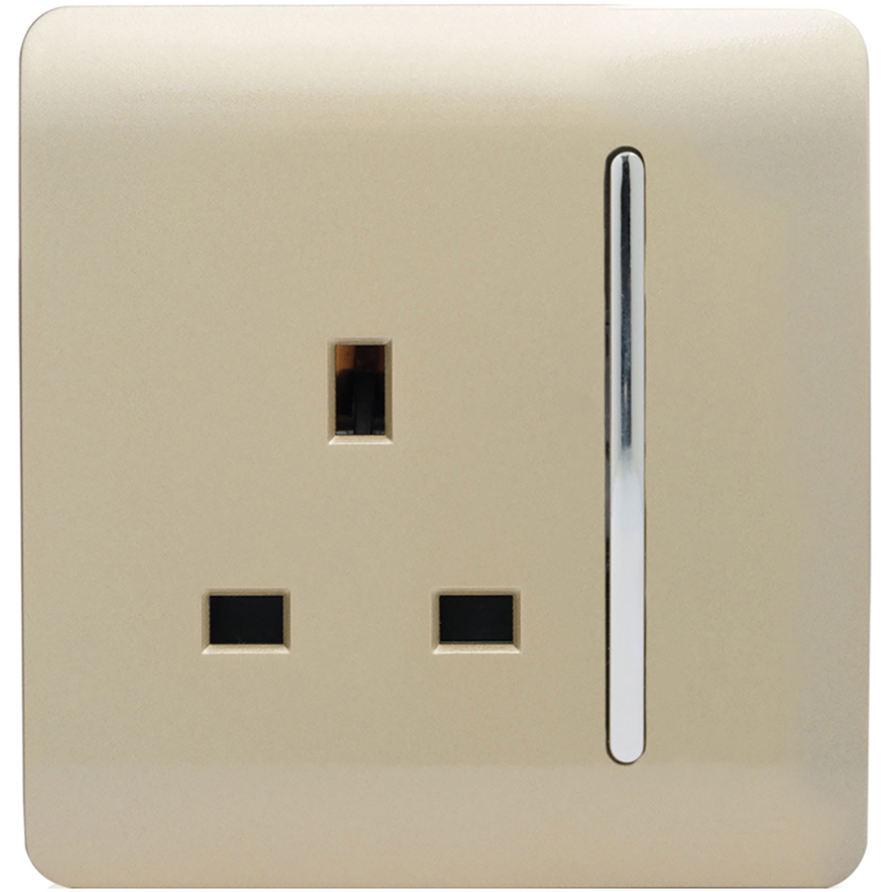 Trendi Switch 1 Gang 13amp Champagne Gold Switched Plug Socket Image 1