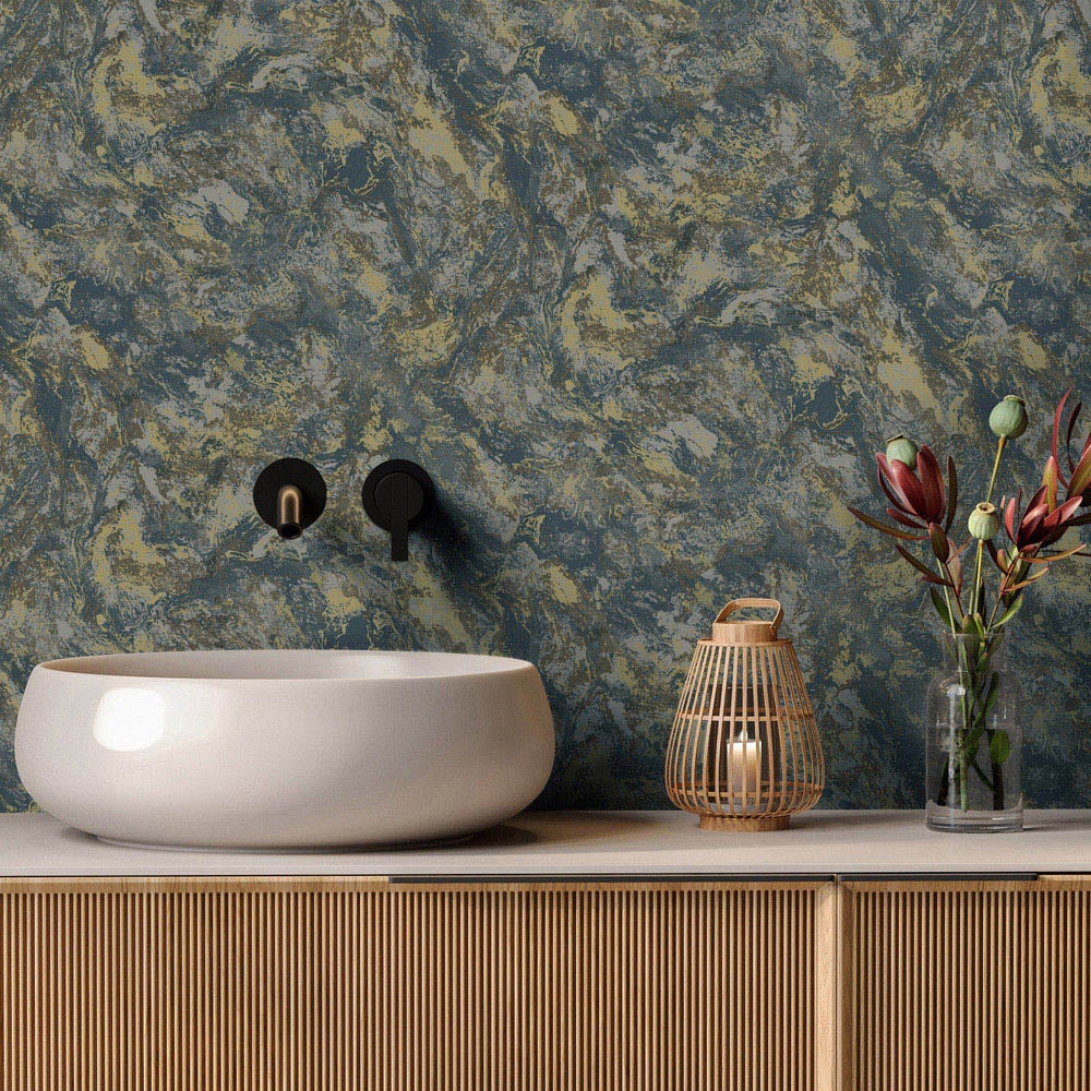 Holden Levanto Marble Teal Wallpaper Image 3