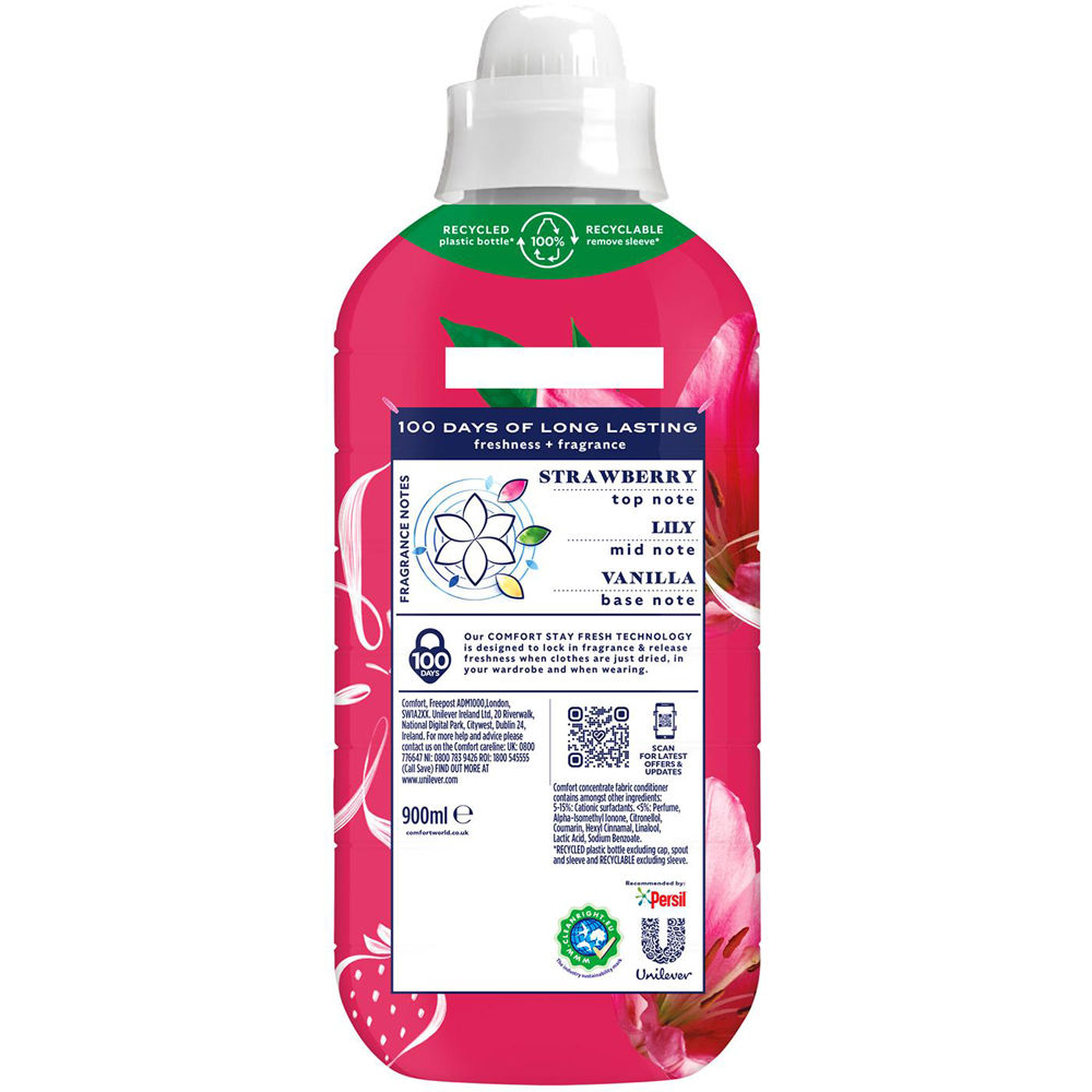 Comfort Creations Strawberry and Lily Fabric Conditioner 30 Washes 900ml 12 Pack Image 4