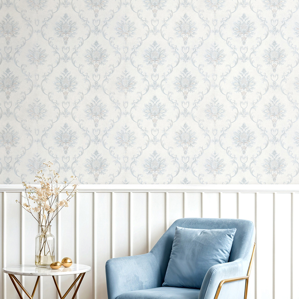 Living and Home Floral Pattern 3D Embossed Matte White Non-Pasted Non-Woven Wallpaper Image 7