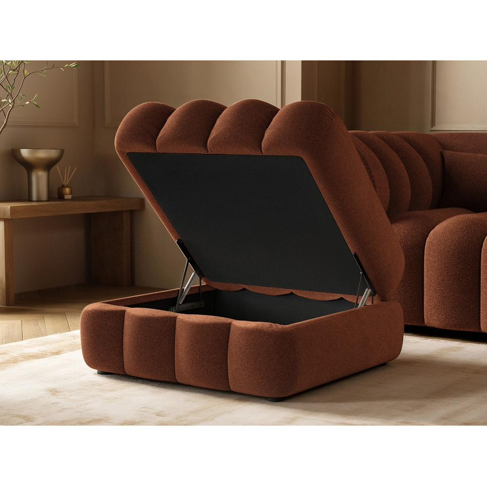 SOLACE+CO Halle Burnt Orange 2 Seater Loveseat Sofa with Storage Footstool Image 5