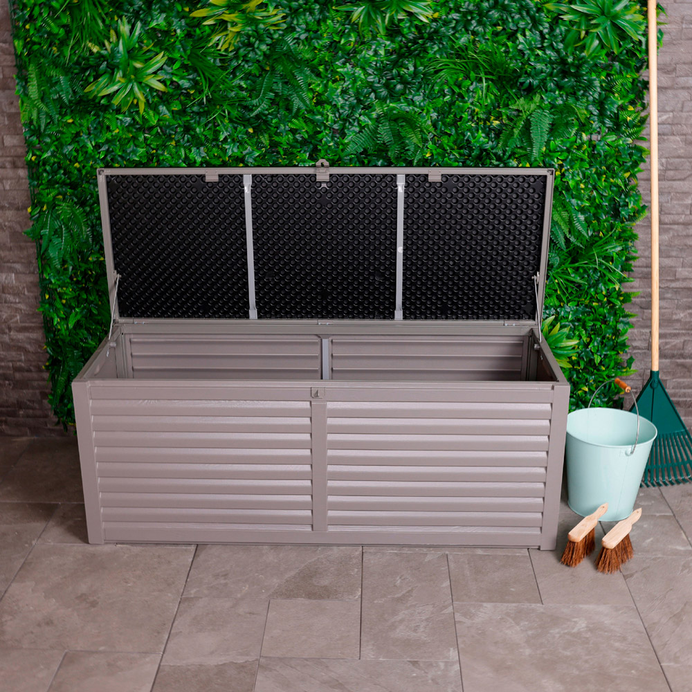 Charles Bentley 390L Grey and Black Large Outdoor Plastic Storage Box Image 2