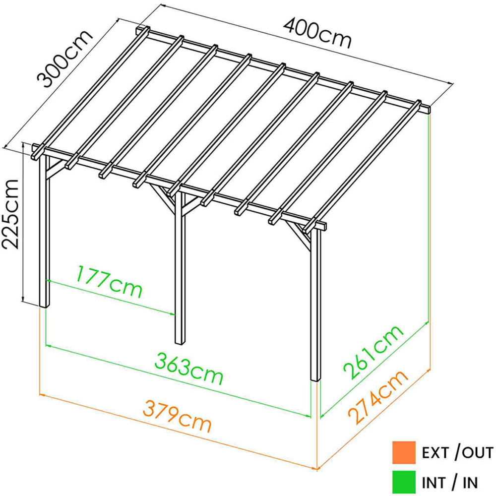 Cerland Etreta 4 x 3m Wooden Pergola Image 6