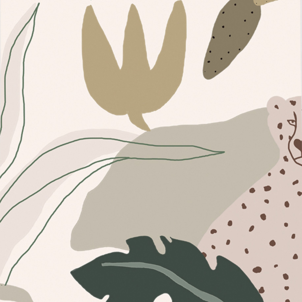 Grandeco Roomblush Safari Jungle Kids Neutral Beige 4 Lane Wall Mural Image 3