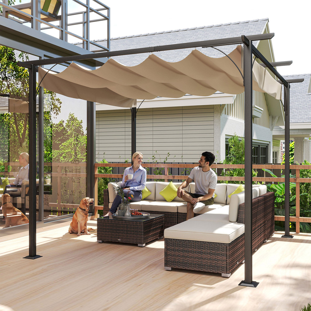 Outsunny 3 x 3m Cream Metal Pergola Image 4
