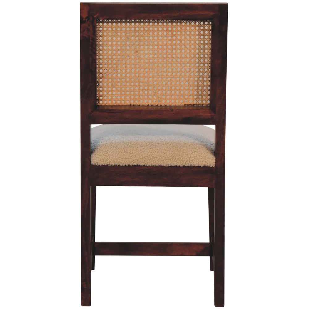Artisan Furniture Chestnut and Cream Boucle Upholstered Rattan Mango Wood Chair Image 7