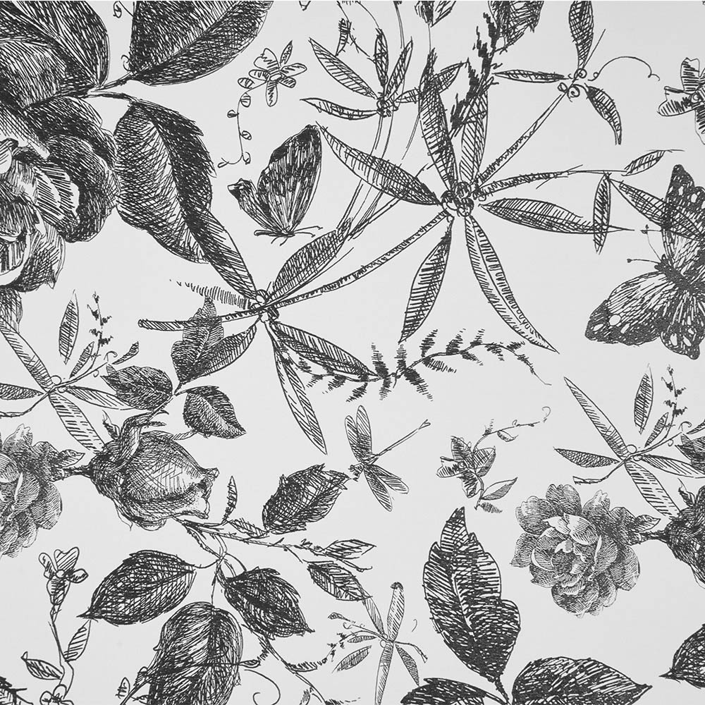 Living and Home Floral Pattern White and Black Peel and Stick Wallpaper Image 6
