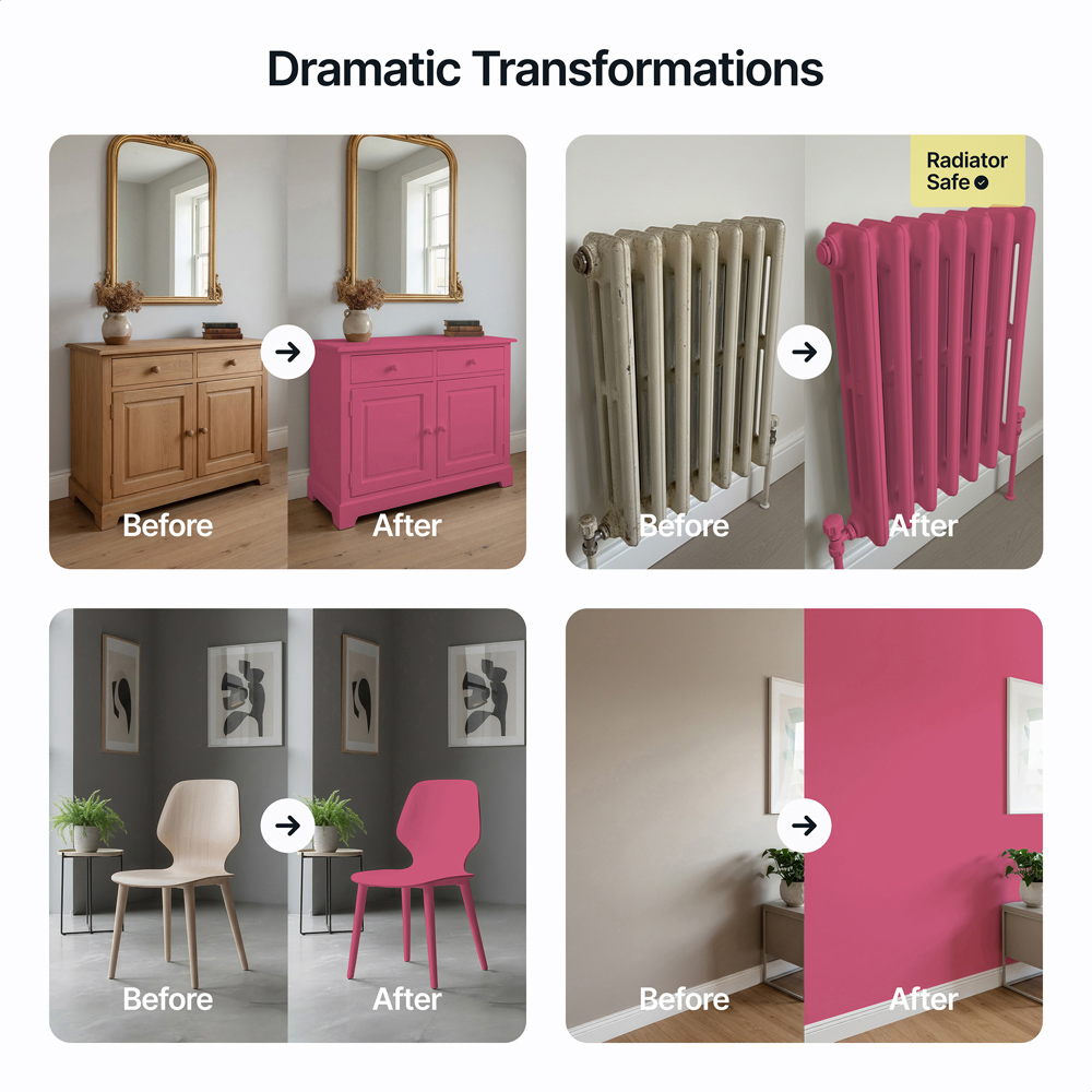 Hemway Hibiscus Pink Furniture and Walls Matt Chalk Paint 1L Image 5