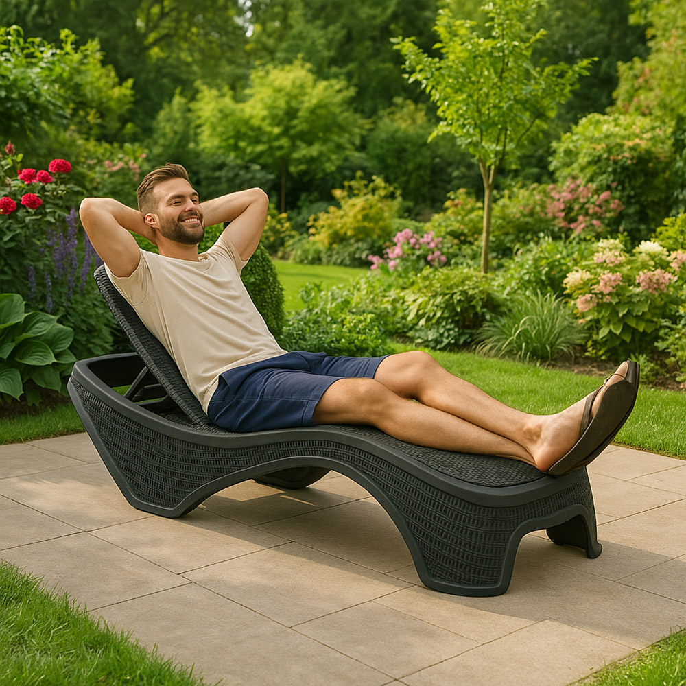 Centurion Supports Maldives Black Rattan Adjustable Sun Lounger Image 7