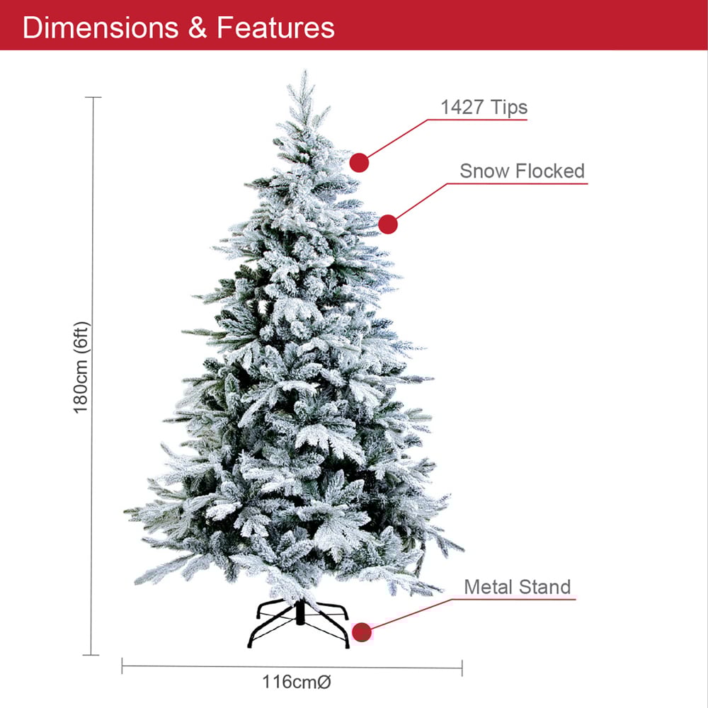 The Christmas Workshop Deluxe Snowy Artificial Xmas Tree 6ft Image 9