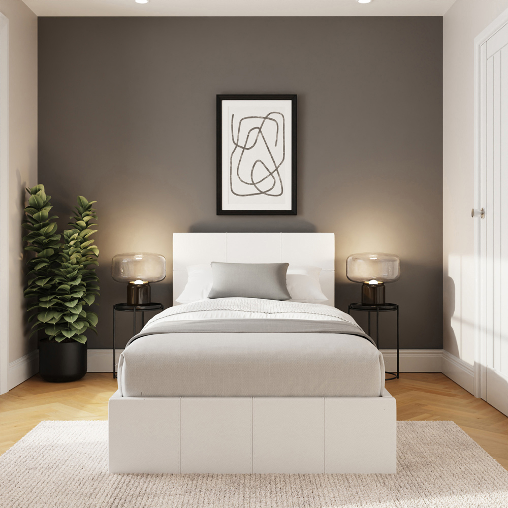 GFW Single White Faux Leather Side Lift Ottoman Bed with Bonnell Mattress Image 7